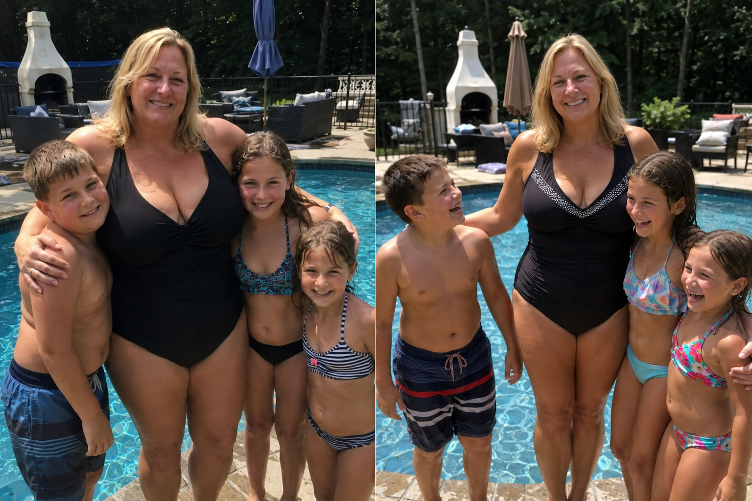Rachel at the lake with her children